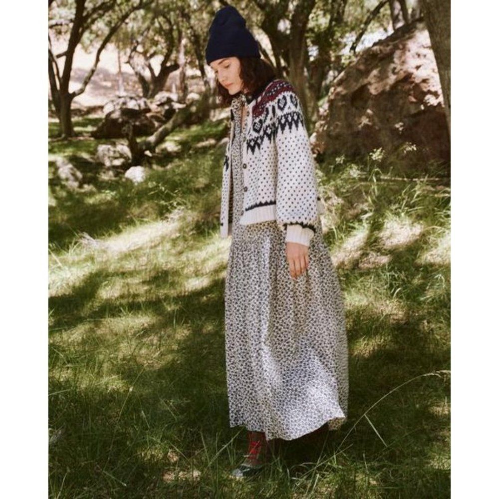 THE GREAT. Cream and Black Patterned Cardigan - Picture 12 of 14